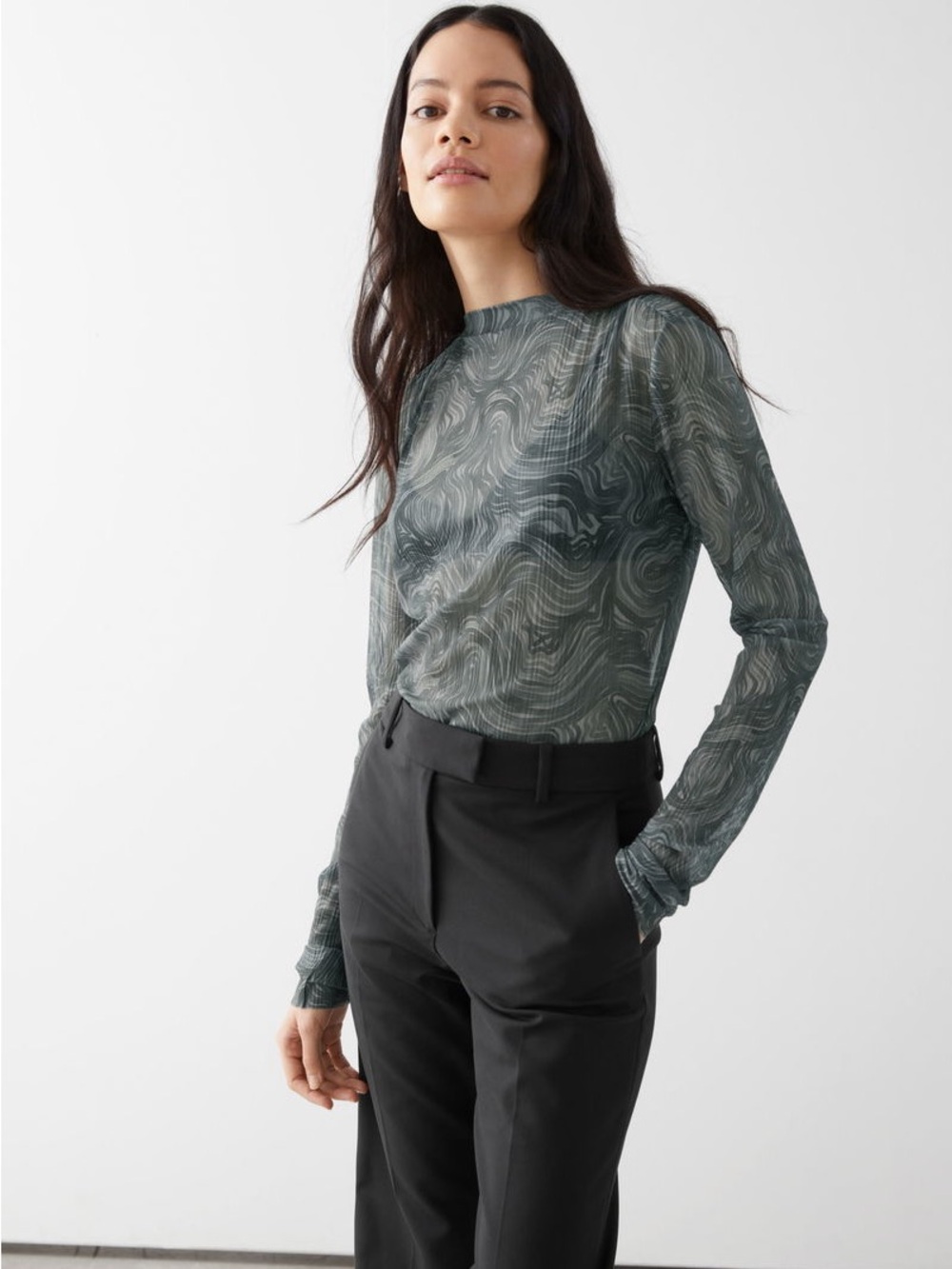 & Other Stories Long Sleeve Sheer Top